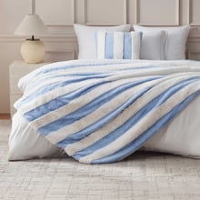 Aris Carved Stripe Faux Fur Throw